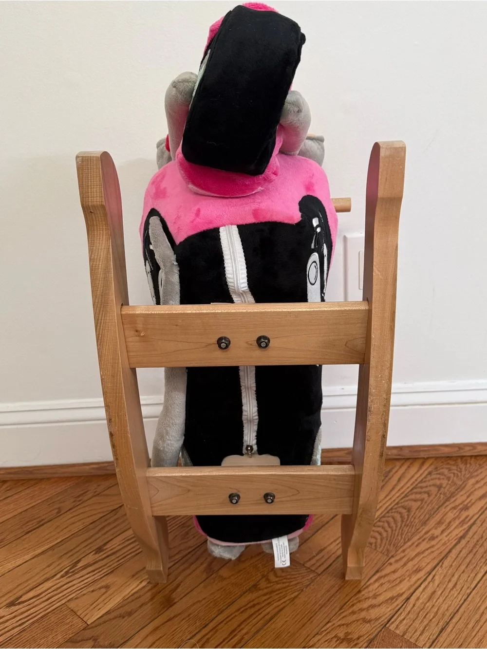 Rockabye Lil Biker Motorcycle Musical Plush Wooden Pink Rocker Baby Toddler New